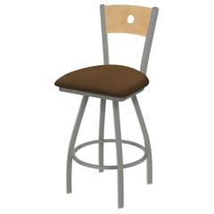 XL 830 Voltaire 36" Swivel Counter Stool with Anodized Nickel Finish, Natural Back, and Rein Thatch Seat