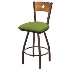 XL 830 Voltaire 36" Swivel Counter Stool with Bronze Finish, Medium Back, and Canter Kiwi Green Seat