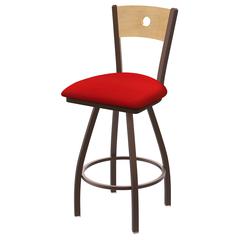 XL 830 Voltaire 36" Swivel Counter Stool with Bronze Finish, Natural Back, and Canter Red Seat