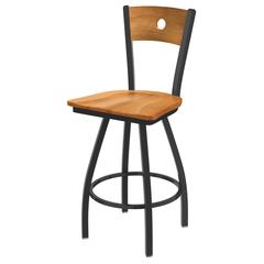 XL 830 Voltaire 36" Swivel Counter Stool with Pewter Finish, Medium Back, and Medium Maple Seat