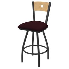 XL 830 Voltaire 36" Swivel Counter Stool with Pewter Finish, Natural Back, and Canter Bordeaux Seat