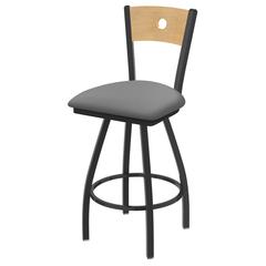 XL 830 Voltaire 36" Swivel Counter Stool with Pewter Finish, Natural Back, and Canter Folkstone Grey Seat