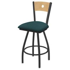 XL 830 Voltaire 36" Swivel Counter Stool with Pewter Finish, Natural Back, and Graph Tidal Seat