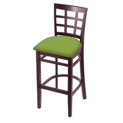 3130 25" Counter Stool with Dark Cherry Finish and Canter Kiwi Green Seat
