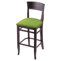 3160 25" Bar Stool with Dark Cherry Finish and Canter Kiwi Green Seat