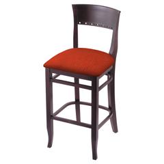 3160 25" Bar Stool with Dark Cherry Finish and Graph Poppy Seat