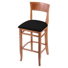 3160 25" Bar Stool with Medium Finish and Black Vinyl Seat