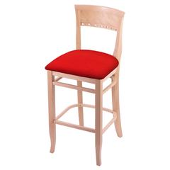 3160 25" Bar Stool with Natural Finish and Canter Red Seat