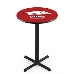 L211 University of Arkansas 42" Tall - 36" Top Pub Table with Black Wrinkle Finish