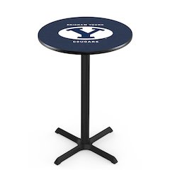 L211 Brigham Young University 42" Tall - 36" Top Pub Table with Black Wrinkle Finish