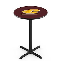 L211 Central Michigan University 42" Tall - 36" Top Pub Table with Black Wrinkle Finish