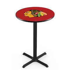 L211 Chicago Blackhawks (Red Background) 42' Tall - 36' Top Pub Table w/ Black Wrinkle Finish (6233)