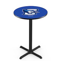 L211 Creighton University 42" Tall - 36" Top Pub Table with Black Wrinkle Finish