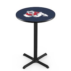 L211 Fresno State University 42" Tall - 36" Top Pub Table with Black Wrinkle Finish