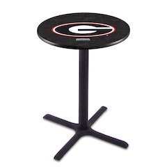 L211 University of Georgia (G)  42" Tall - 36" Top Pub Table with Black Wrinkle Finish