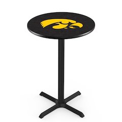 L211 University of Iowa 42" Tall - 36" Top Pub Table with Black Wrinkle Finish