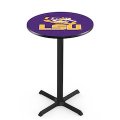 L211 Louisiana State University 42" Tall - 36" Top Pub Table with Black Wrinkle Finish