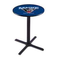 L211 University of Maine 42" Tall - 36" Top Pub Table with Black Wrinkle Finish