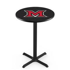 L211 Miami University (OH) 42' Tall - 36' Top Pub Table w/ Black Wrinkle Finish