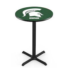 L211 Michigan State University 42" Tall - 36" Top Pub Table with Black Wrinkle Finish