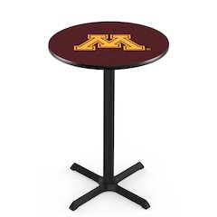 L211 University of Minnesota 42" Tall - 36" Top Pub Table with Black Wrinkle Finish