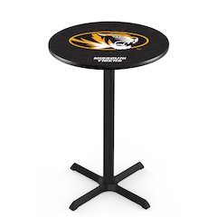 L211 University of Missouri 42" Tall - 36" Top Pub Table with Black Wrinkle Finish