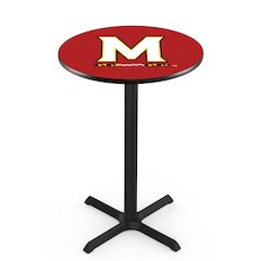 L211 University of Maryland 42" Tall - 36" Top Pub Table with Black Wrinkle Finish