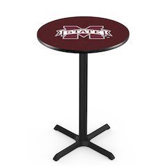 L211 Mississippi State University 42" Tall - 36" Top Pub Table with Black Wrinkle Finish