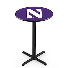 L211 Northwestern University 42" Tall - 36" Top Pub Table with Black Wrinkle Finish