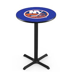 L211 New York Islanders 42" Tall - 36" Top Pub Table with Black Wrinkle Finish (7100)