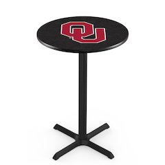 L211 Oklahoma University 42" Tall - 36" Top Pub Table with Black Wrinkle Finish