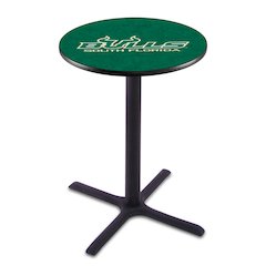 L211 University of South Florida 42" Tall - 36" Top Pub Table with Black Wrinkle Finish