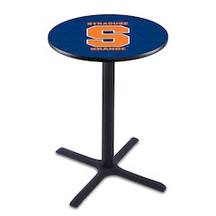 L211 Syracuse University 42" Tall - 36" Top Pub Table with Black Wrinkle Finish
