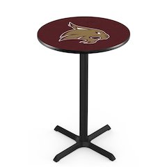 L211 Texas State University 42" Tall - 36" Top Pub Table with Black Wrinkle Finish