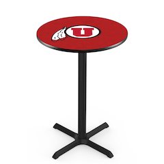 L211 University of Utah 42" Tall - 36" Top Pub Table with Black Wrinkle Finish
