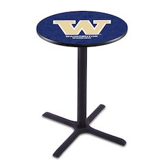 L211 University of Washington 42" Tall - 36" Top Pub Table with Black Wrinkle Finish
