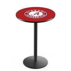 L214 University of Alabama (Script A)  42' Tall - 36' Top Pub Table w/ Black Wrinkle Finish