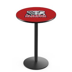L214 University of Alabama (Elephant)  42' Tall - 36' Top Pub Table w/ Black Wrinkle Finish