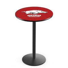 L214 University of Arkansas 42" Tall - 36" Top Pub Table with Black Wrinkle Finish