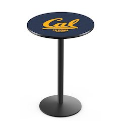 L214 University of California 42" Tall - 36" Top Pub Table with Black Wrinkle Finish