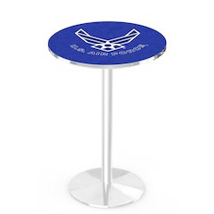 L214 United States Air Force 42' Tall - 36' Top Pub Table w/ Chrome Finish