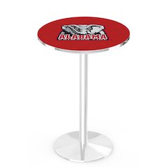 L214 University of Alabama (Elephant)  42" Tall - 36" Top Pub Table with Chrome Finish