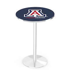 L214 University of Arizona 42" Tall - 36" Top Pub Table with Chrome Finish