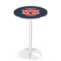 L214 Auburn University 42" Tall - 36" Top Pub Table with Chrome Finish
