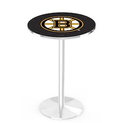 L214 Boston Bruins 42' Tall - 36' Top Pub Table w/ Chrome Finish (2041)