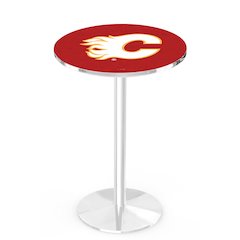 L214 Calgary Flames 42' Tall - 36' Top Pub Table w/ Chrome Finish (2096)