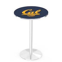 L214 University of California 42' Tall - 36' Top Pub Table w/ Chrome Finish