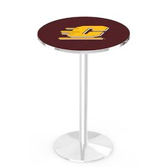 L214 Central Michigan University 42' Tall - 36' Top Pub Table w/ Chrome Finish