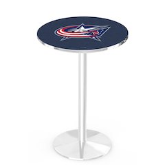 L214 Columbus Blue Jackets 42' Tall - 36' Top Pub Table w/ Chrome Finish (2218)