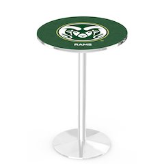 L214 Colorado State University 42" Tall - 36" Top Pub Table with Chrome Finish